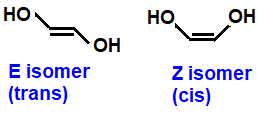 skeletal formula ethan-1,2-diol (E)-ethene-1,2-diol (Z)-ethene-1,2-diol (E)-1,2-dihydroxyethene (Z)-1,2-dihydroxyethene isomers of molecular formula C2H4O2