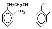 1-methyl-2-propylbenzene condensed structural formula skeletal formula isomer of C10H14