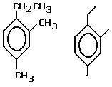 1-ethyl-2,4-dimethylbenzene condensed structural formula skeletal formula isomer of C10H14