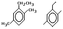1-ethyl-2,5-dimethylbenzene or 2-ethyl-1,4-dimethylbenzene condensed structural formula skeletal formula isomer of C10H14