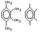 1,2,3,4-tetramethylbenzene condensed structural formula skeletal formula isomer of C10H14