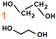 HOCH2CH2OH, ethane-1,2-diol (1,2-ethanediol, ethylene glycol) structural formula, skeletal formula, structural isomer of molecular formula C2H6O2, abbreviated formula