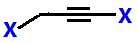 1,3-difluoropropyne,  1,3-fichloropropyne,  1,3-dibromopropyne,  1,3-diiodopropyne skeletal formula constitutional structural formula
