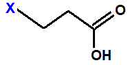structural skeletal formula 3-fluoropropanoic acid, 3-chloropropanoic acid, 3-bromopropanoic acid, 3-iodopropanoic acid