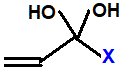 structural skeletal formula 1-fluoroprop-2-ene-1,1-diol, 1-chloroprop-2-ene-1,1-diol, 1-bromoprop-2-ene-1,1-diol, 1-iodoprop-2-ene-1,1-diol