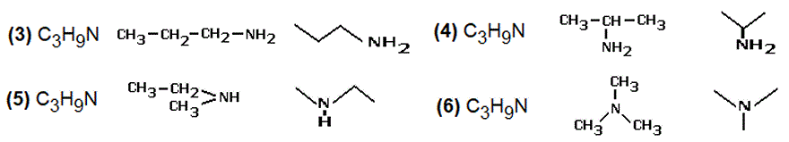 isomers of molecular formula C3H9N structural isomers  aliphatic amines primary secondary tertiary structural formula skeletal formula of isomers of C3H9N