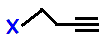 4-fluorobut-1-yne,  4-chlorobut-1-yne,  4-bromobut-1-yne, 4-iododbut-1-yne skeletal formula constitutional structural formula