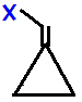 (fluoromethylidene)cyclopropane,  (chloromethylidene)cyclopropane,  (bromomethylidene)cyclopropane,  (iodoromethylidene)cyclopropane skeletal formula constitutional structural formula