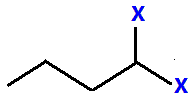 1,1-difluorobutane,  1,1-dichlorobutane,  1,1-dibromobutane,  1,1-diiodobutane skeletal formula constitutional structural formula isomers of C4H8F2 C4H8Cl2 C4H8Br2