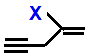 2-fluoropent-1-en-4-yne,  2-chloropent-1-en-4-yne,  2-bromopent-1-en-4-yne,  2-iodopent-1-en-4-yne skeletal formula constitutional structural formuka molecular formula