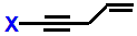 5-fluoropent-1-en-4-yne,  5-chloropent-1-en-4-yne,  5-bromopent-1-en-4-yne,  5-iodopent-1-en-4-yne skeletal formula constitutional structural formuka molecular formula