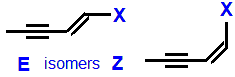 E/Z geometrical isomers 1-fluoropent-1-ene-3-yne,  1-chloropent-1-ene-3-yne,  1-bromopent-1-ene-3-yne,  1-iodopent-1-ene-3-yne skeletal formula constitutional structural formuka molecular formula