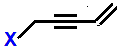 5-fluoropent-1-ene-3-yne,  5-chloropent-1-ene-3-yne,  5-bromopent-1-ene-3-yne,  5-iodopent-1-ene-3-yne skeletal formula constitutional structural formuka molecular formula