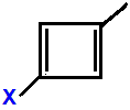 1-fluoro-3-methylcyclobuta-1,2-diene,  1-chloro-3-methylcyclobuta-1,2-diene,  1-bromo-3-methylcyclobuta-1,2-diene,  1-iodo-3-methylcyclobuta-1,2-diene skeletal formula constitutional structural formuka molecular formula