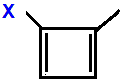 1-fluoro-4-methylcyclobuta-1,2-diene,  1-chloro-4-methylcyclobuta-1,2-diene,  1-bromo-4-methylcyclobuta-1,2-diene,  1-iodo-4-methylcyclobuta-1,2-diene skeletal formula constitutional structural formuka molecular formula