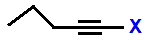 1-fluoropent-1-yne,  1-chloro-pent-1-yne,  1-bromopent-1-yne,  1-iodo-pent-1-yne skeletal formula constitutional structural formuka molecular formula C5H7F, C5H7Cl, C5H7Br, C5H7I 
