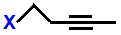 5-fluoropent-2-yne,  5-chloro-pent-2-yne,  5-bromopent-2-yne,  5-iodo-pent-2-yne skeletal formula constitutional structural formuka molecular formula C5H7F, C5H7Cl, C5H7Br, C5H7I isomers
