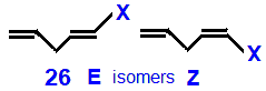 E/Z isomers 1-fluoropenta-1,4-diene,  1-chloropenta-1,4-diene,  1-bromopenta-1,4-diene,  1-iodoropenta-1,4-diene skeletal formula constitutional structural formuka molecular formula C5H7F, C5H7Cl, C5H7Br, C5H7I isomers
