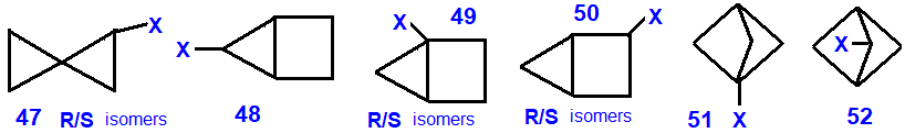 halogenated bicycloalkanes C5H7F, C5H7Cl, C5H7Br, C5H7I skeletal formula