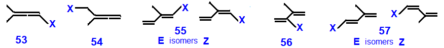 halogenated buta-1,2-dienes & halogen substituted buta-1,3-dienes C5H7F, C5H7Cl, C5H7Br, C5H7I isomers