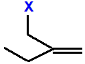 2-(fluoromethyl)but-1-ene,  2-(chloromethyl)but-1-ene,  2-(bromomethyl)but-1-ene,  2-(iodomethyl)but-1-ene skeletal formula constitutional structural formuka molecular formula