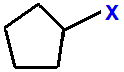 fluorocyclopentane,  chlorocyclopentane,  bromocyclopentane,  iodocyclopentane skeletal formula constitutional structural formuka molecular formula