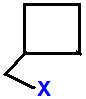 (fluoromethyl)cyclobutane,  (chloromethyl)cyclobutane,  (bromomethyl)cyclobutane,  (iodomethyl)cyclobutane skeletal formula constitutional structural formuka molecular formula