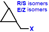 R/S optical E/Z geometrical isomers 1-(fluoromethyl)-2-methylcyclopropane,  1-(chloromethyl)-2-methylcyclopropane,  1-(bromomethyl)-2-methylcyclopropane,  1-(iodomethyl)-2-methylcyclopropane skeletal formula constitutional structural formuka molecular formula