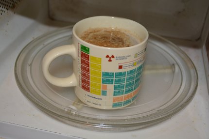 Doc Brown's favourite periodic table mug for microwave calculations using Planck's equation AQA Edexcel OCR Salters A level chemistry