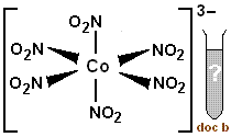 anionic hexanitrocobaltate(III) ion [Co(NO2)6]3- octahedral complex shape