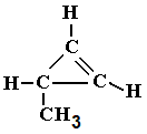 displayed structural formula of 3-methylcyclopropene isomer of molecular formula C4H6